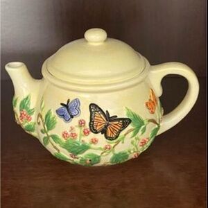 Harry & David Limited Edition Butterfly Teapot | Ceramic Floral Cottagecore